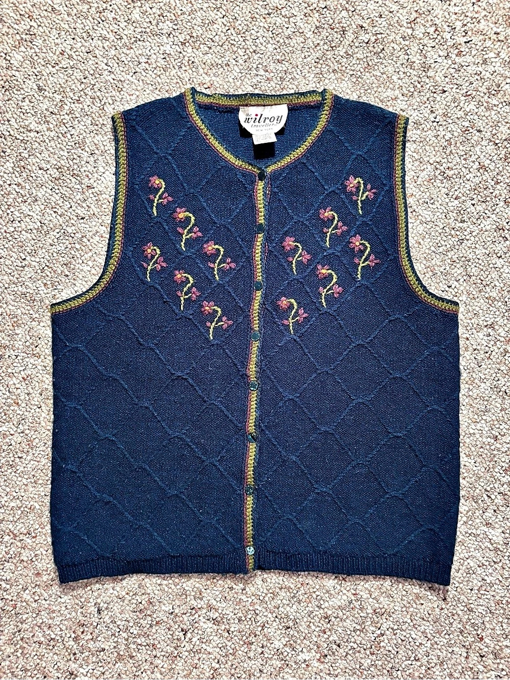 Vintage Embroidered Acrylic Sweater Vest